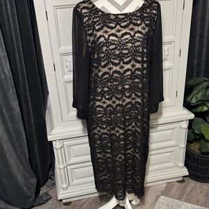 R&M Richards Elegant Black Lace Dress Size 18W